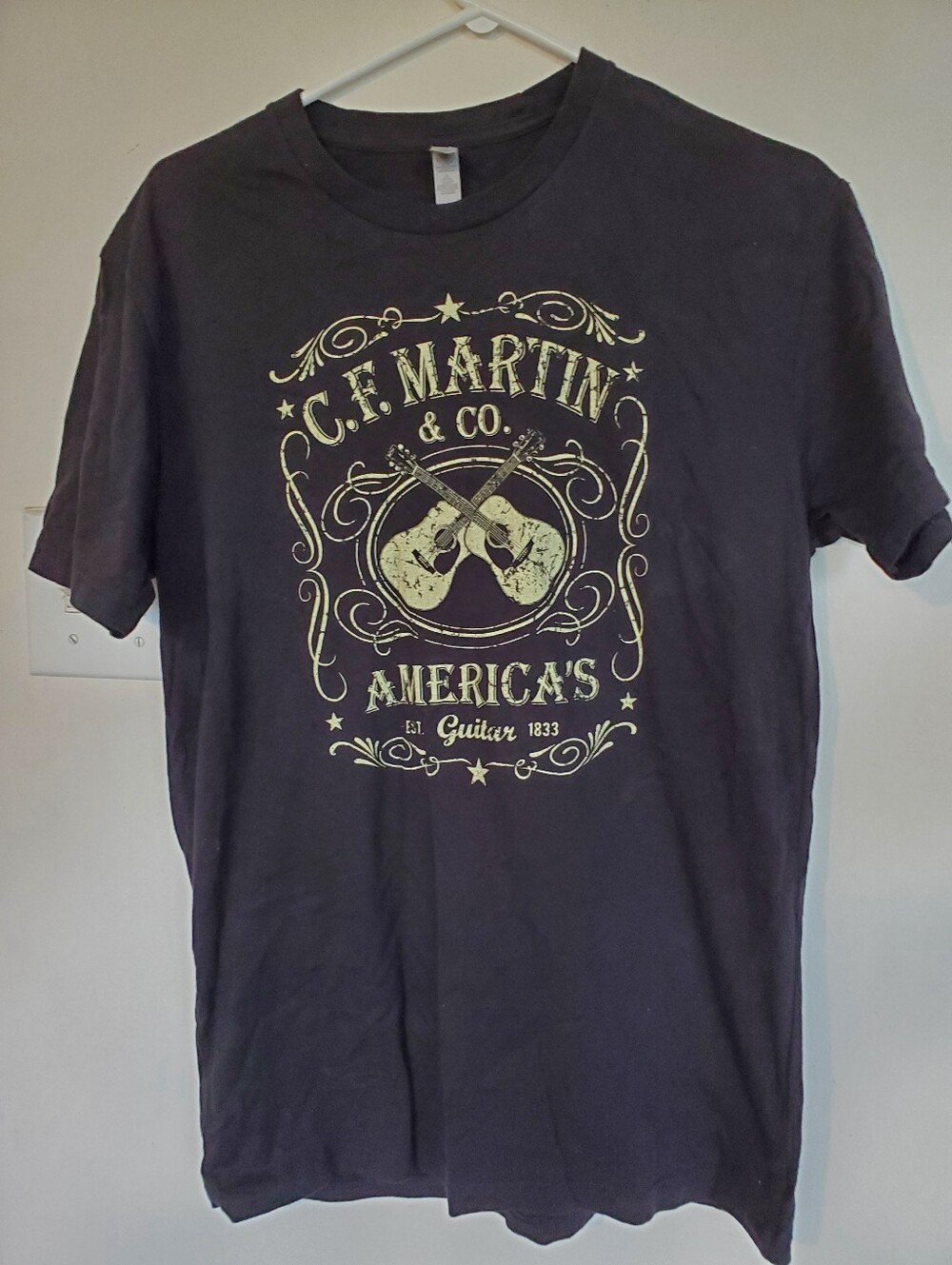 Next Level Apparel Black Short-Sleeve Tee with Yellow Graphic,100% Cotton .